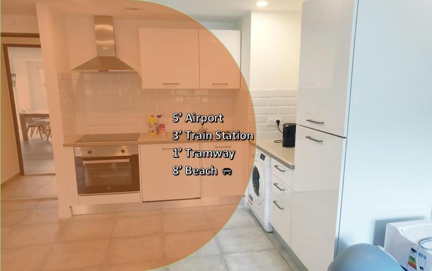 Big Flat Sea Vieuw 95 M2 5 Rooms Near Airport 5 Min Train 3 Min And Tram On Site, Beach 7 Min, 2 Showers And 2 Toilets , Neuf Grand Appartement 95 M2 5 Chambres Proche Aeroport 5 Min Train 3 Min Et Tramway Sur Place, Plage 7 Min 2 Douches Et 2 Wc Vue Nice Luaran gambar
